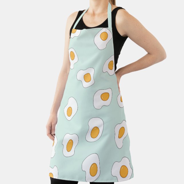 Poached Egg Scatter Pattern On Mint Green Apron (Insitu)