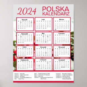 Pobierz Kalendarz    Polska 2024 Polish Calendar  Poster
