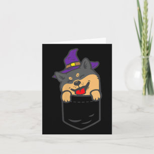 Poc Black Shiba Inu Dog Witch Halloween Akita Dog Card
