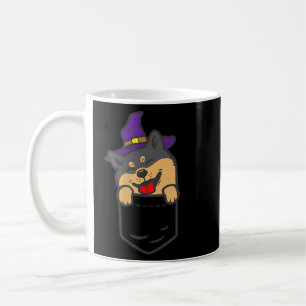 Poc Black Shiba Inu Dog Witch Halloween Akita Dog Coffee Mug