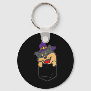 Poc Black Shiba Inu Dog Witch Halloween Akita Dog Key Ring