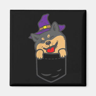 Poc Black Shiba Inu Dog Witch Halloween Akita Dog Magnet