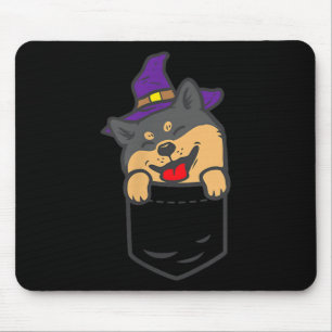Poc Black Shiba Inu Dog Witch Halloween Akita Dog Mouse Mat