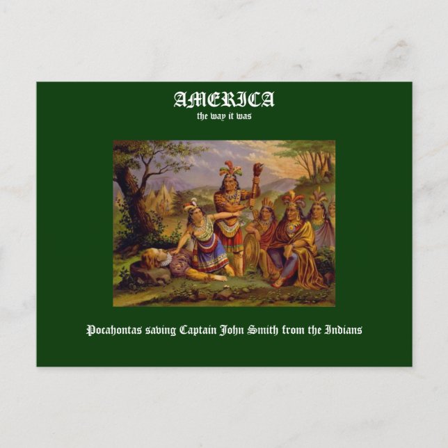 Pocahontas saving Captain John Smith Postcard (Front)