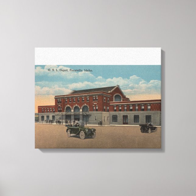 Pocatello, ID - Exterior View of O.S.L. Train Canvas Print (Front)