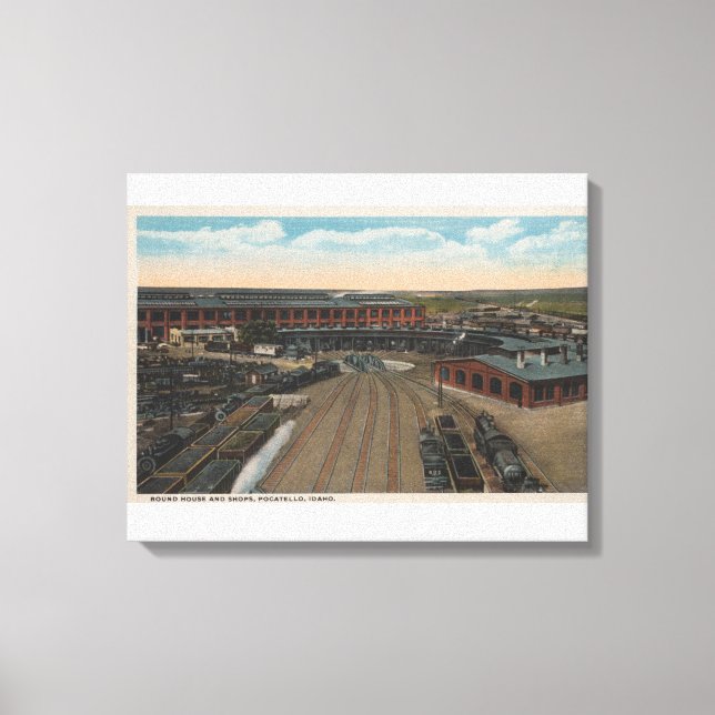 Pocatello, ID - Train Depot Round House & Canvas Print (Front)
