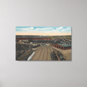 Pocatello, ID - Train Depot Round House & Canvas Print