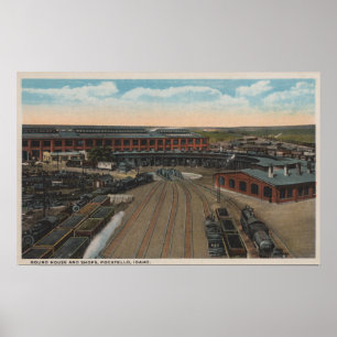 Pocatello, ID - Train Depot Round House & Poster