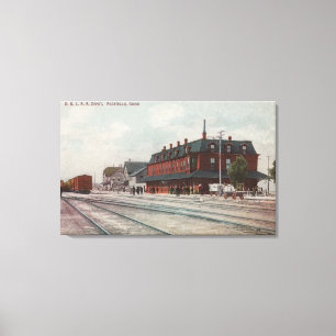 Pocatello, ID - Trains & People Around Train Canvas Print