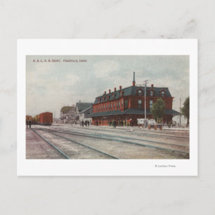 Pocatello, ID - Trains & People Around Train Postcard