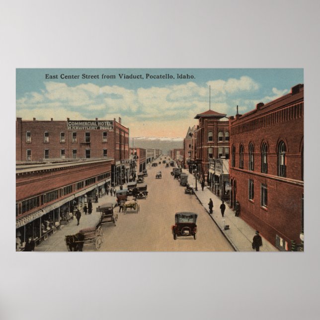 Pocatello, ID - View of E. Centre Poster (Front)