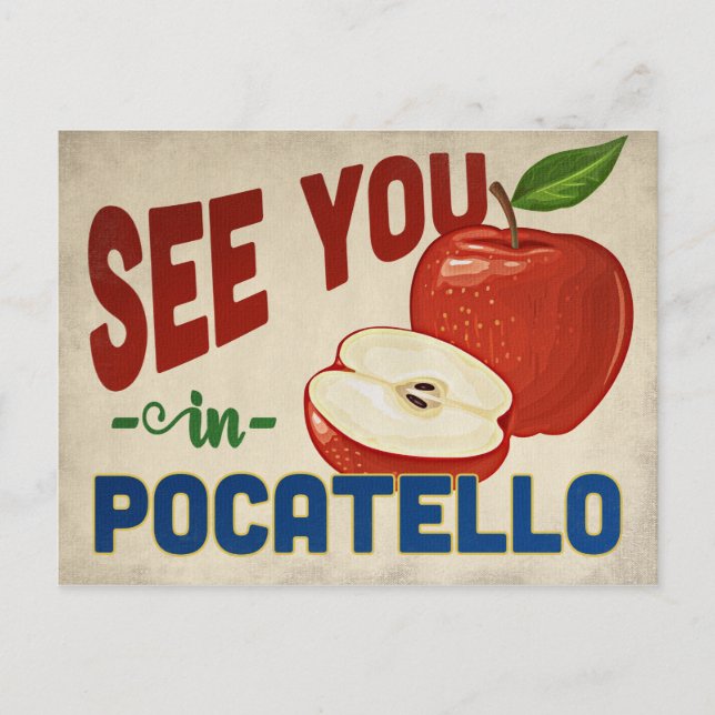 Pocatello Idaho Apple - Vintage Travel Postcard (Front)