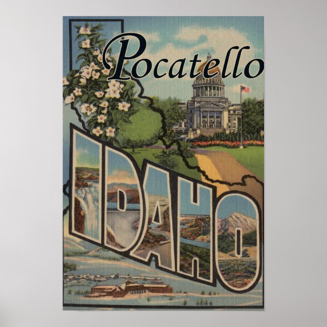 Pocatello, Idaho - Large Letter Scenes Poster (Front)