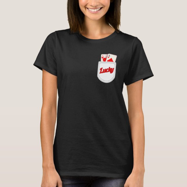 Pocket Aces Poker Card & Poker Player Gambling T-Shirt (Front)