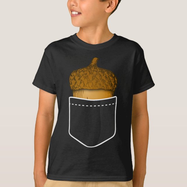 Pocket Acorn  - Oak Nuts Fall Plants Nature Tee  (Front)