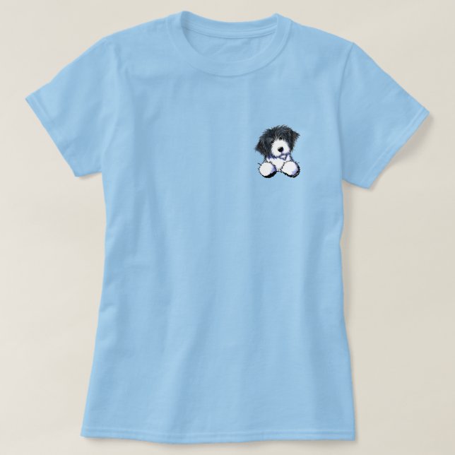 Pocket Bearded Collie T-Shirt (Design Front)