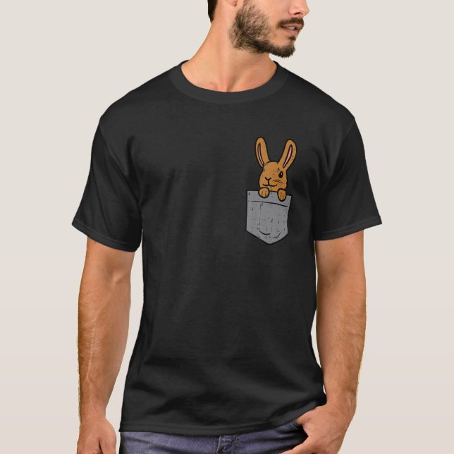 Pocket Bunny Rabbit Cute Happy Easter Day Men Wome T-Shirt (Front)