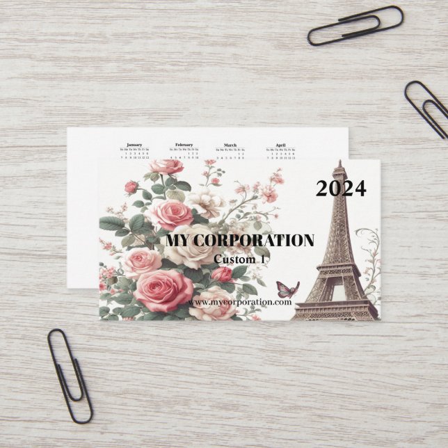 Pocket Calendar 2024 - Paris Business Card (Front/Back In Situ)