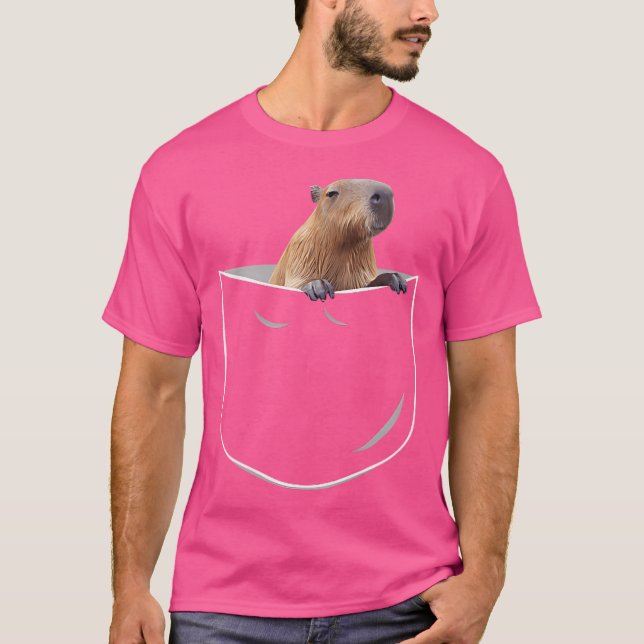 Pocket Capybara Funny Capybara In Pocket T-Shirt (Front)