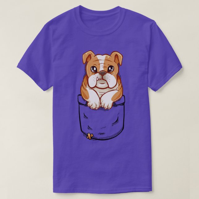 Pocket Cute English Bulldog Puppy Dog  T-Shirt (Design Front)