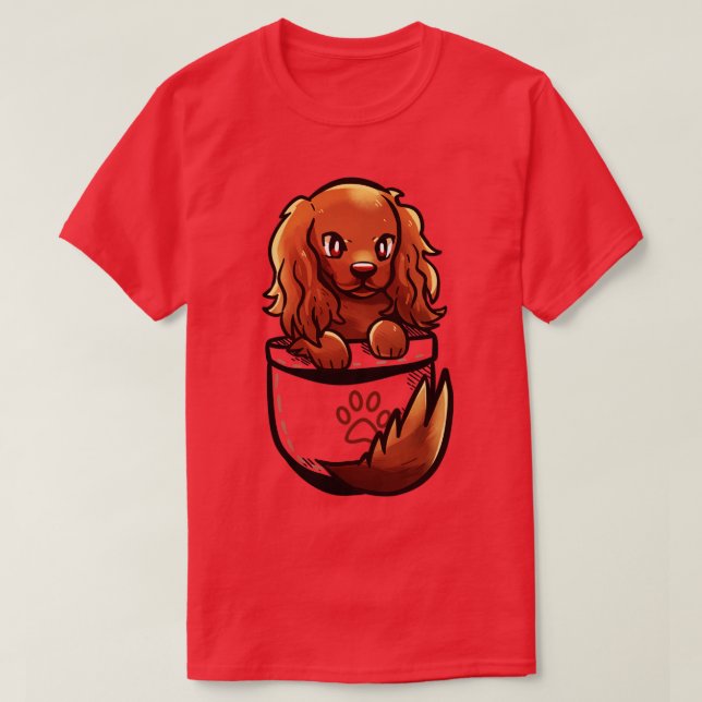 Pocket Cute Irish Setter Dog  T-Shirt (Design Front)