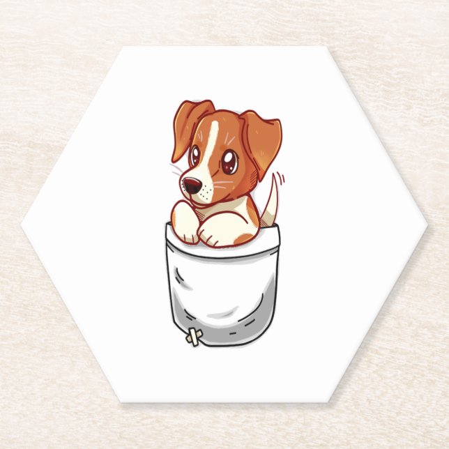 Pocket Cute Jack Russell Terrier  Paper Coaster (Front)