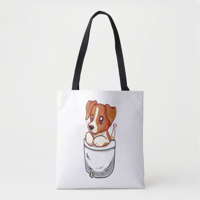 Pocket Cute Jack Russell Terrier  Tote Bag (Front)