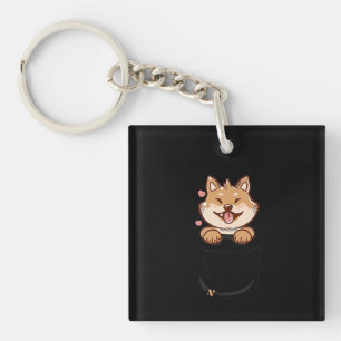Pocket cute shiba inu puppy dog Pet Present Key Ring