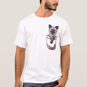 Pocket Cute Siamese Cat Kitten T-Shirt