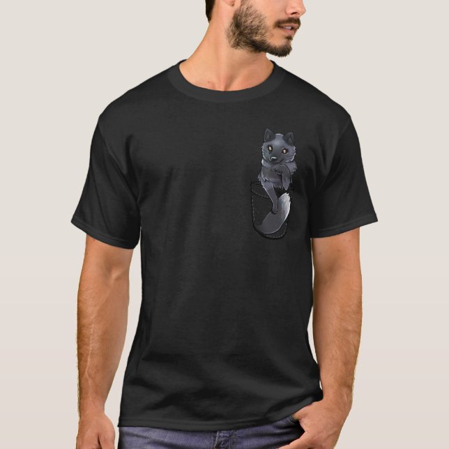 Pocket Cute Silver Fox T-Shirt (Front)