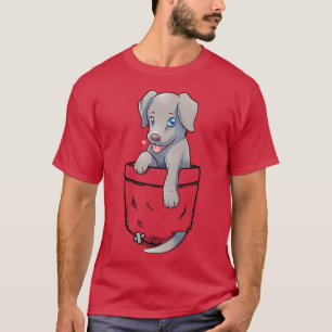 Pocket Cute Weimaraner Puppy Dog T-Shirt