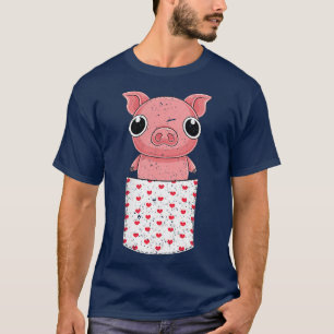 Pocket Farm Animal Piglet Lover Farmer Cute Pig T-Shirt