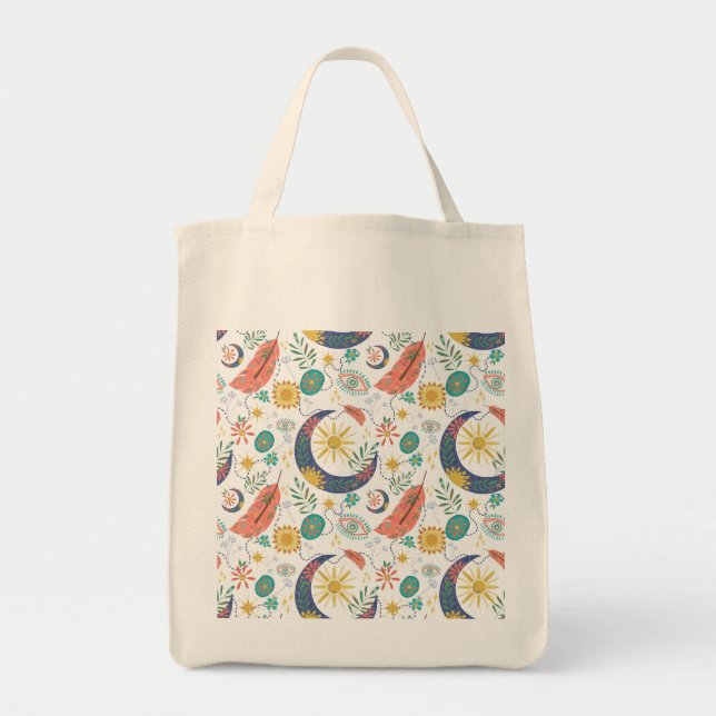 Pocket Full of Glimmers Celestial Boho Tote Bag (Front)