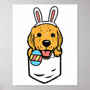 Pocket Golden Retriever Bunny Cute Easter Dog Men Poster