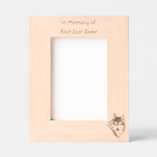 Pocket Keepsake Memorial  Wolf Looking Back Etched Frames