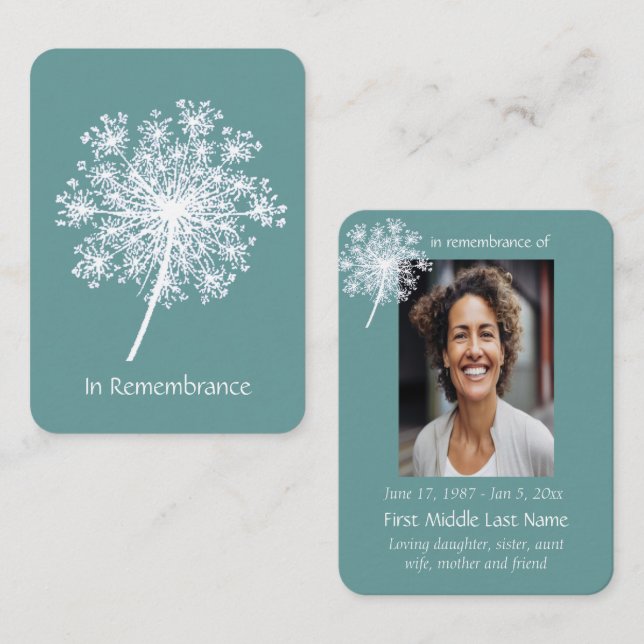 Pocket Keepsake Remembrance Queen Anne Lace Flower Business Card (Front/Back)