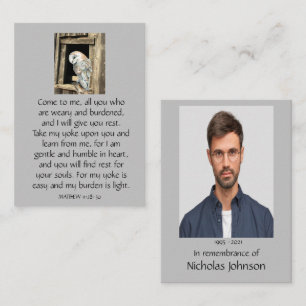 Pocket Memorial Photo Prayer Barn Owl Business Card