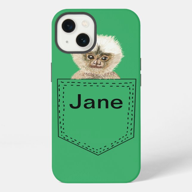 Pocket Monkey Personalised iPhone Case (Back)