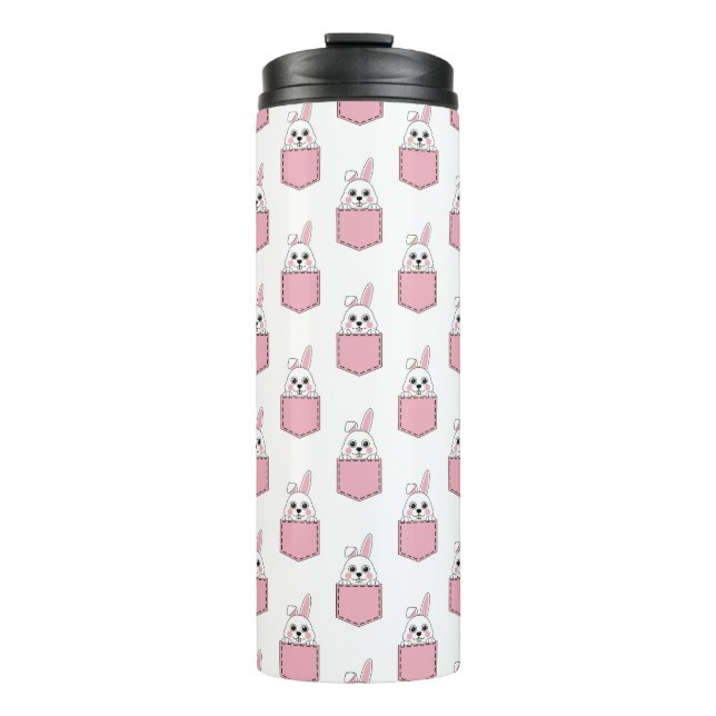 Pocket Pet Bunny Pattern Thermal Tumbler (Front)