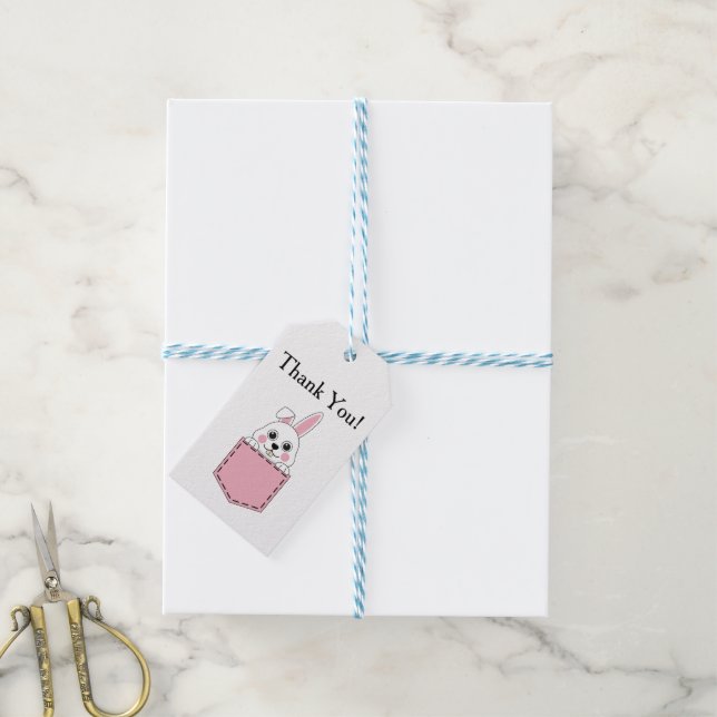 Pocket Pet Bunny Personalise Gift Tags (With Twine)