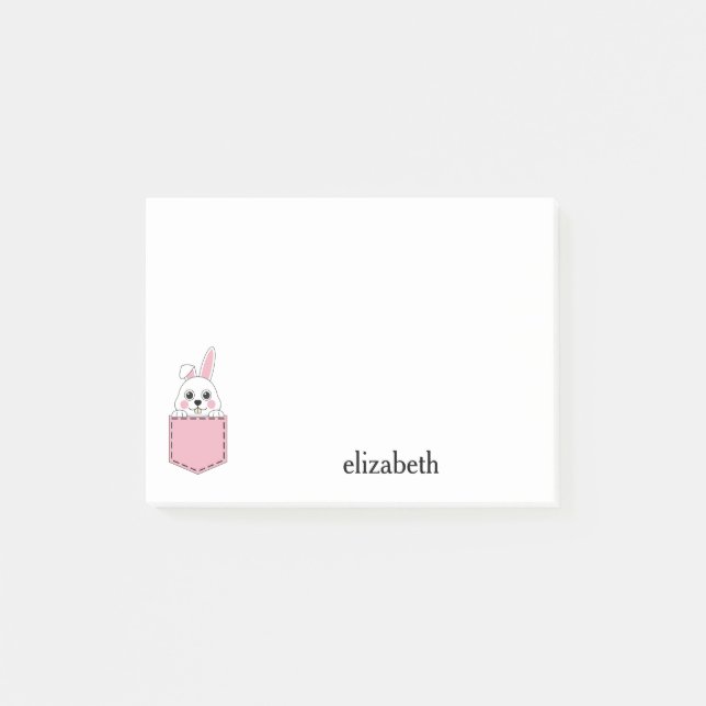 Pocket Pet Bunny Personalise Post-it Notes (Front)