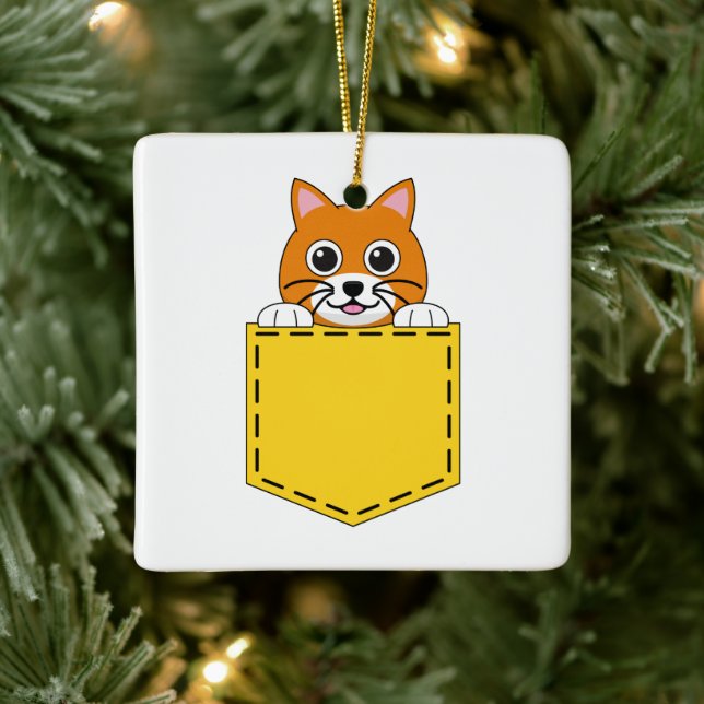 Pocket Pet Cat Ceramic Ornament (Tree)