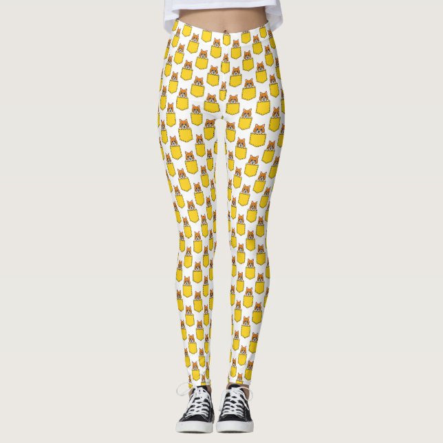 Pocket Pet Cat Pattern Leggings (Front)