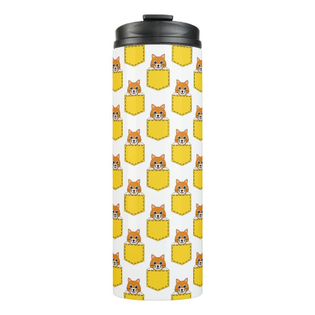 Pocket Pet Cat Pattern Thermal Tumbler (Front)