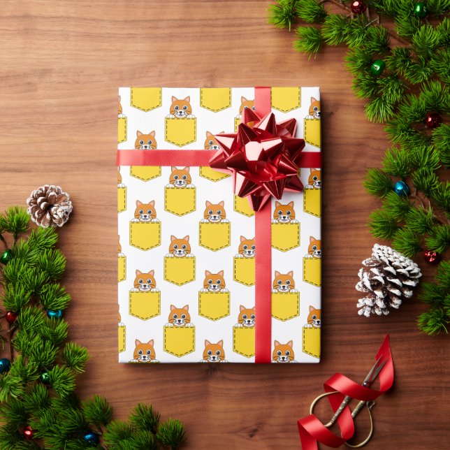 Pocket Pet Cat Pattern Wrapping Paper (Holiday Gift)