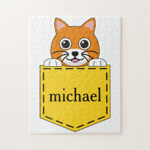 Pocket Pet Cat Personalise Jigsaw Puzzle