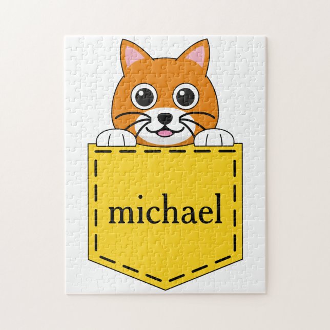 Pocket Pet Cat Personalise Jigsaw Puzzle (Vertical)