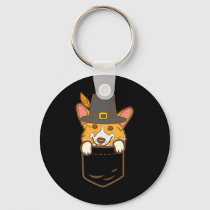 Pocket Pilgrim Welsh Corgi Dog Lover Cute Thanksgi Key Ring