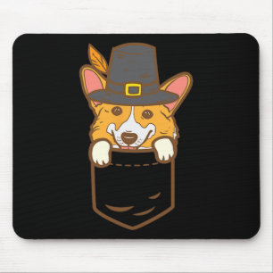 Pocket Pilgrim Welsh Corgi Dog Lover Cute Thanksgi Mouse Mat