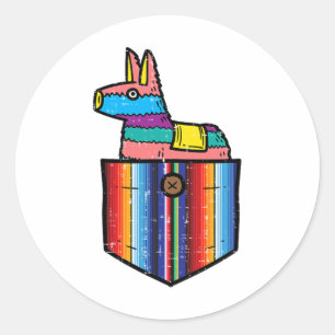 Pocket Pinata Serape Cinco De Mayo Mexican Fiesta Classic Round Sticker
